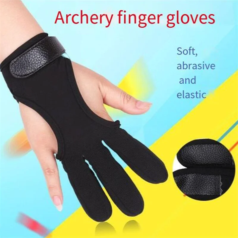 1PC Archery Glove Breathable Sweat Adsorbed Archery Finger Glove Handmade Shooting Hunting Three Finger Glove For Outdoor