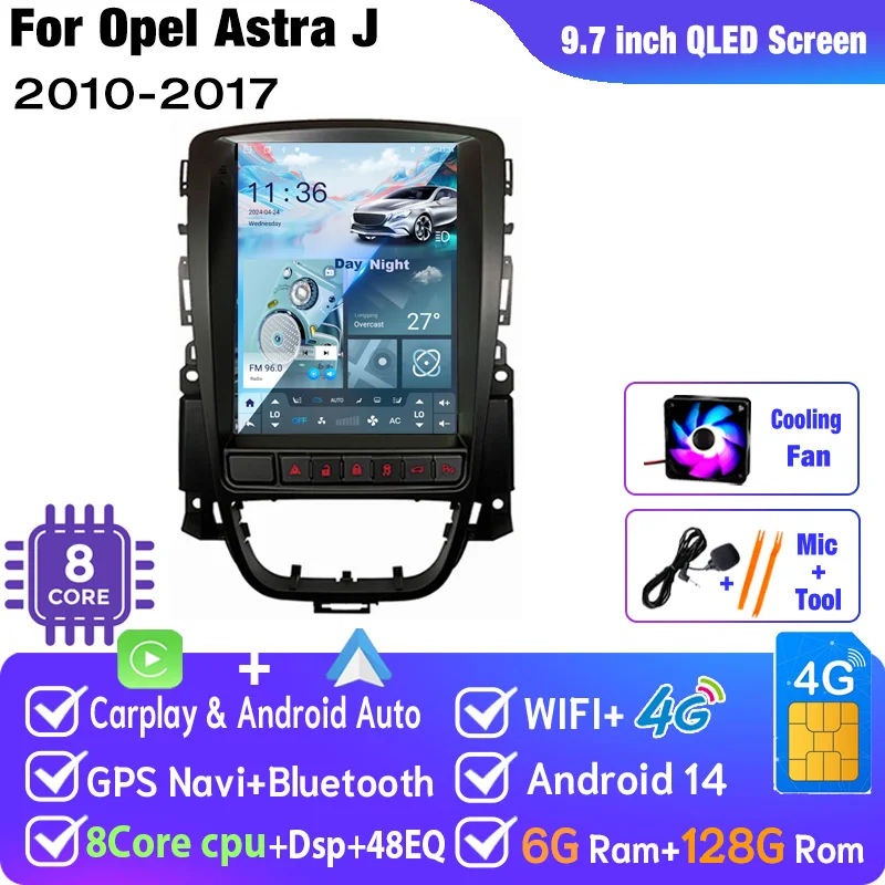 ZOYOSKII Autoradio Android voor Opel Astra J Vauxhall Holden Cascada 2009-2018 Multimedia Scherm GPS Navigatie Auto Carplay ECO