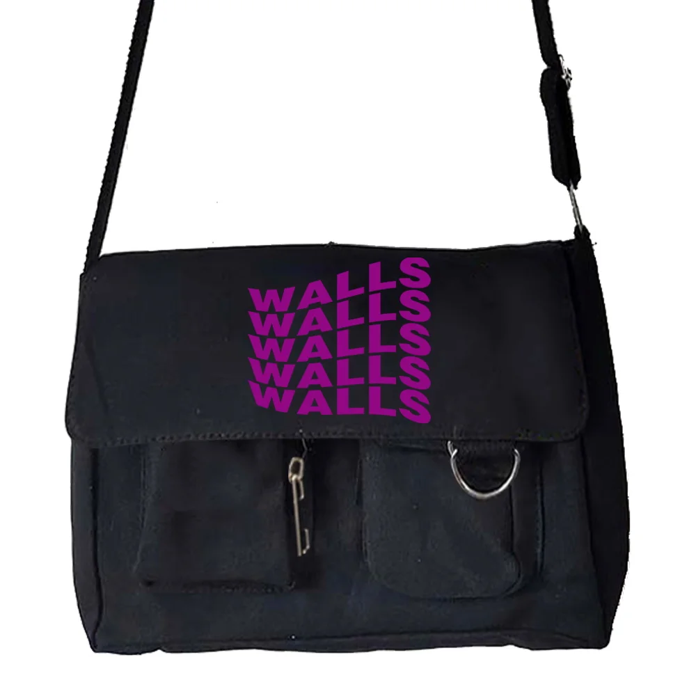 Shoulder Crossbody Bags Korean Harajuku Style Wild Postman Case Walls Print Women Organizer Simple Casual Canvas Bag Satchels