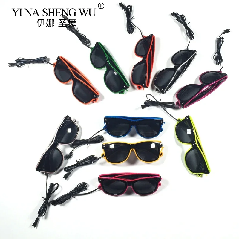 Nuovi occhiali lampeggianti EL Wire Occhiali LED Incandescente Forniture per feste di Halloween Illuminazione Novità Regalo Luminoso Festival Glow Occhiali da sole