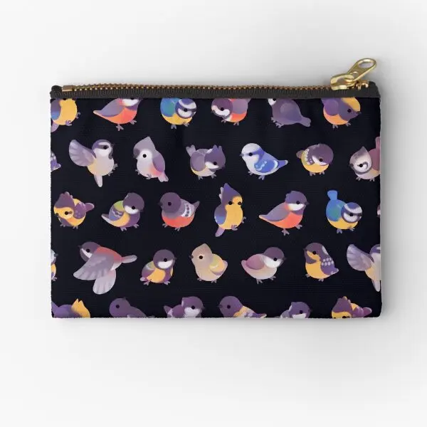 Little Bird Paridae Dark  Zipper Pouches Pocket Coin Women Wallet Storage Packaging Money Underwear Men Panties Pure Socks Bag