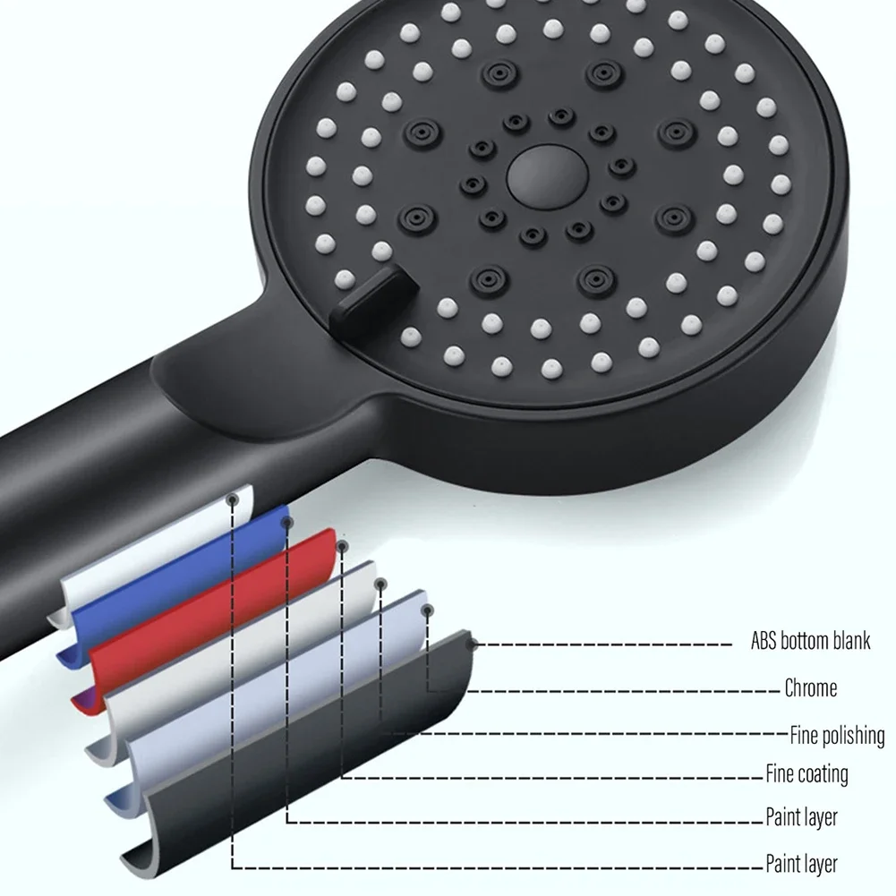 Cabezal de ducha de alta presión, 5 modos ajustables, boquilla de pulverización de ahorro con manguera de agua, accesorios de baño