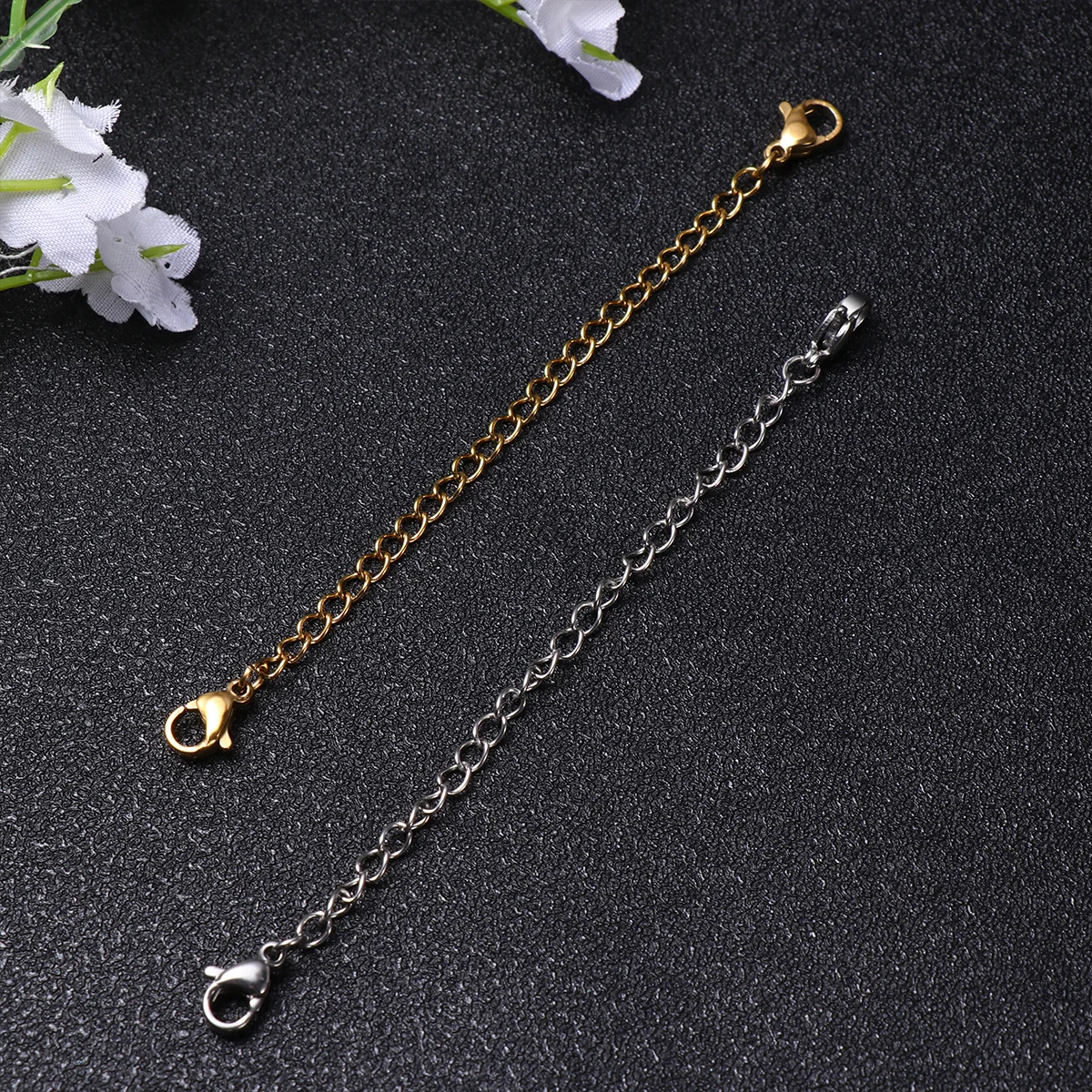 

12 шт., удлинитель с пряжкой-лобстером, цепочка из нержавеющей стали, ожерелье, браслет, удлинитель, набор для изготовления ювелирных изделий, серебро, золото