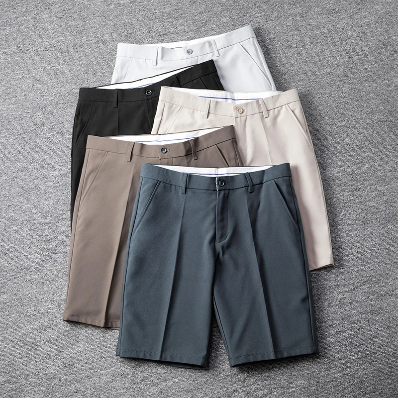 

Summer Five-point Formal Pants Men's Drape Casual 5 Points Mid Suit Pants Wild Youth Loose White Dress Shorts Bermuda Masculina