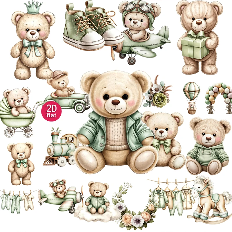 20pcs 2D flat Cute Teddy Bear Stickers, Cartoon Scrapbook Decoration, Suitable for diaries and DIY scrapbook stickers