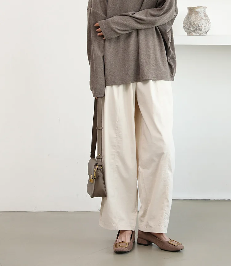 กางเกงขายาวทรงหลวมสไตล์ใหม่สำหรับผู้หญิง ฤดูใบไม้ร่วง ฤดูหนาว ทรงฮาเร็ม ขากว้าง สวมใส่สบาย