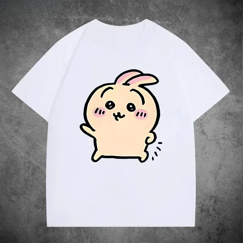 Chiikawa Hachiware Usagi Anime Cute Cartoon Graphic T‑Shirt, Unisex Loose Trendy Summer Casual Short‑Sleeve Streetwear Daily Top