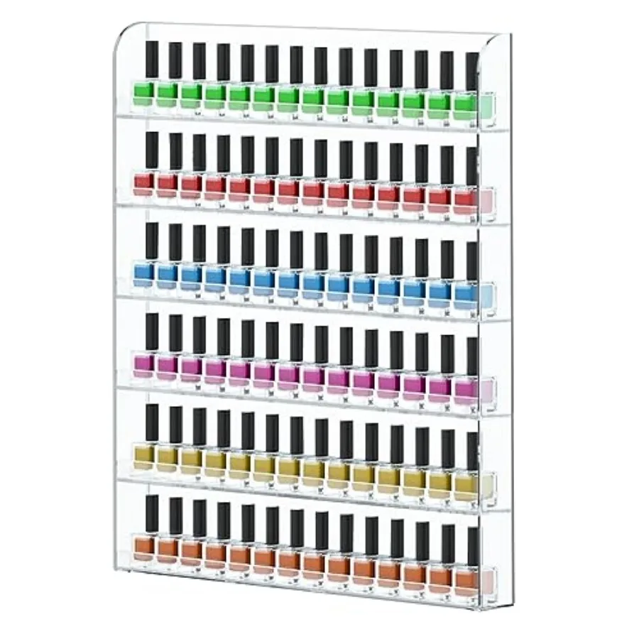 0 * 4 Inch Nail Polish Wall Racks Pack Hold Up to 0 Bottles Clear Acrylic Nail Polish Shelf Organizer Wall Mounted 6 Rows