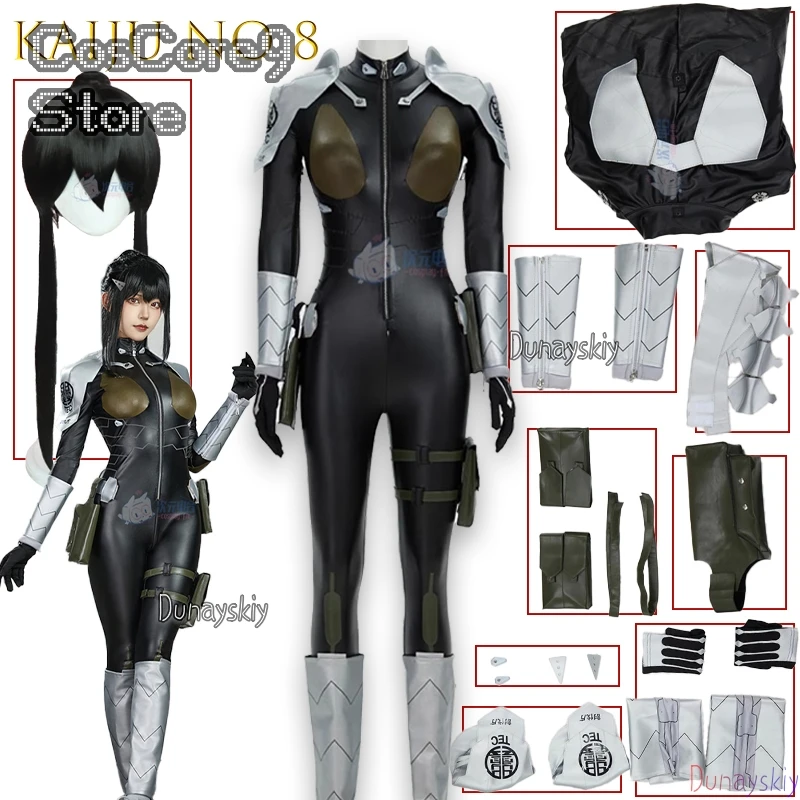 

Kaiju No 8 Mina Ashiro PU Leather Battle Suit Cosplay Anime Character Outfit Hibino Guard Combat Cosplay Halloween 할로윈 의상 Set
