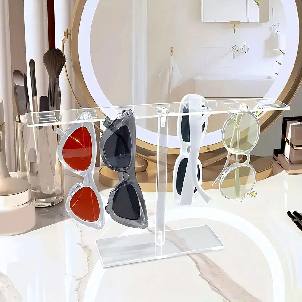 

Прозрачная акриловая полка-органайзер для очков с 14 отверстиями для эффективного хранения очков и демонстрации для дома или офиса