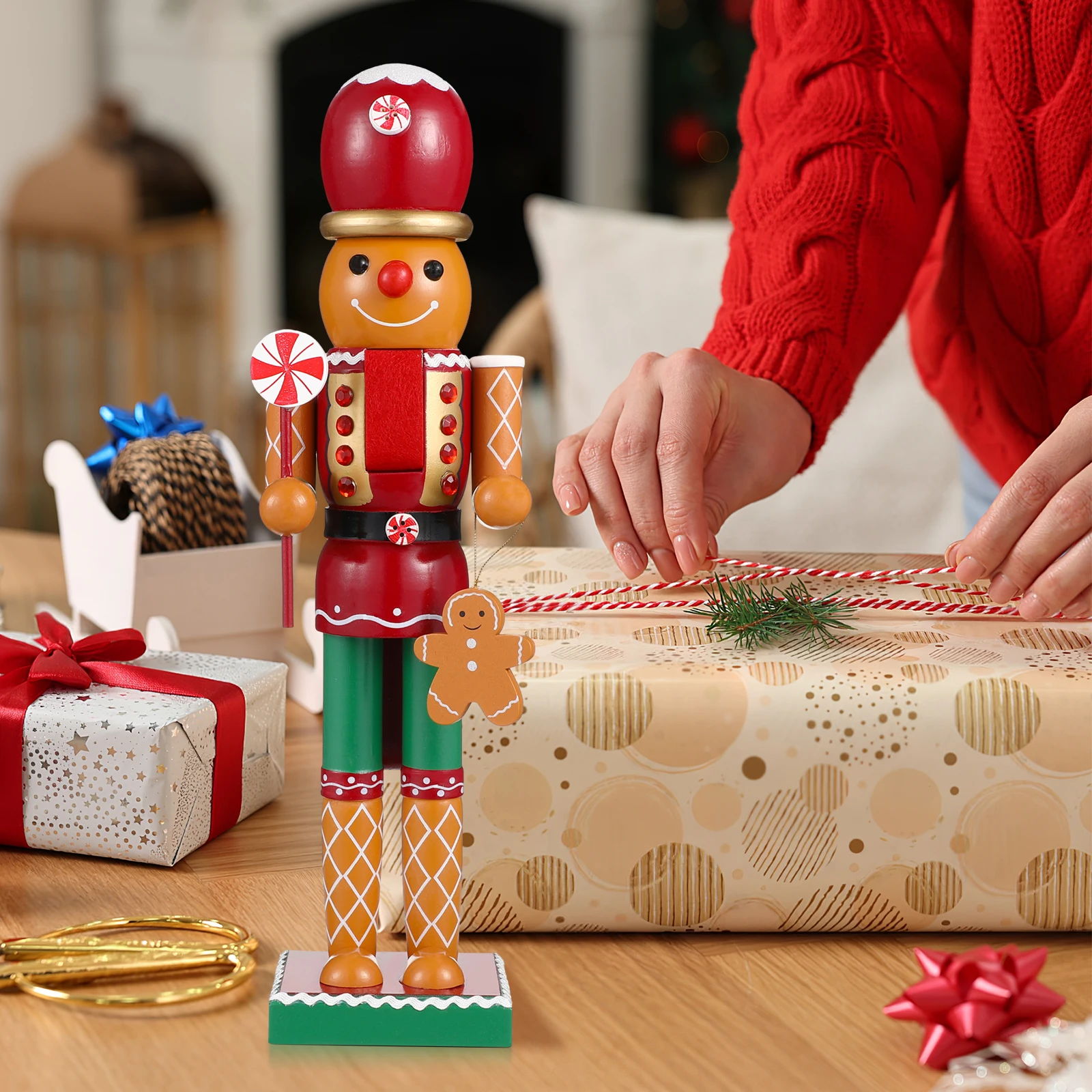 

Wooden Gingerbread Man Decoration Adorable Christmas Nutcracker Figures Halloween Lovely Puppet House Ornament Unique