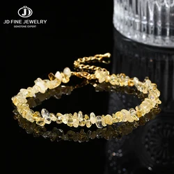 JD Natural Citrines Gravel Stone Irregualr Chip Chakra Bracelet Women Fashion Jewelry Reiki Healing Adjustable Birthday Gifts