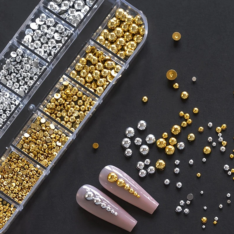 12 グリッド光沢のあるクリアクリスタル宝石ネイルチャーム 1.5-5 ミリメートル混合パールガラスストーン売春ネイルラインストーンダイヤモンドマニキュア DIY