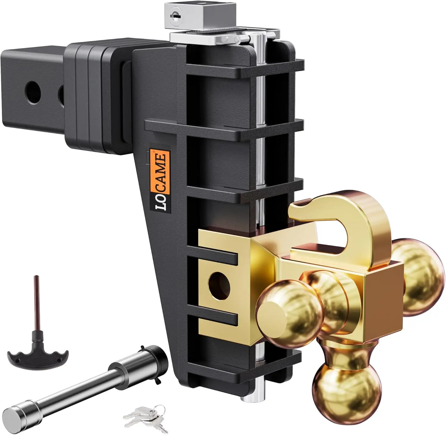 

Регулируемый сцепь для прицепа с крючком, трехшаровой сцепь (1-7/8 дюйма, 2 дюйма, 2–5/16 дюйма), подходит для 2,5-дюймового приемника, сцепка с откидной спинкой 6 дюймов, 18,50