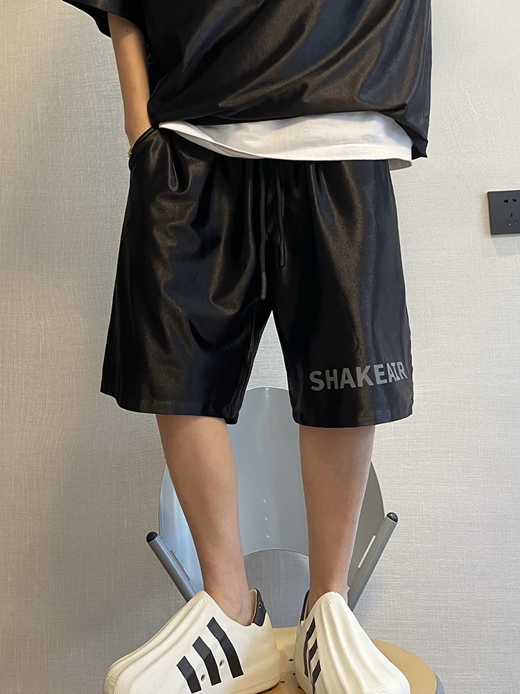 

Модные мужские брюки Bla Silver iny Spor orts, летние свободные брюки High Street Sle Drapey длиной пять четвертей, прямые брюки