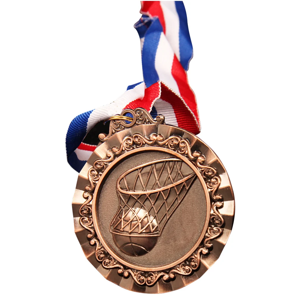 Medalhas de basquete de 6,5 cm Medalhas de prêmio de basquete com fita de pescoço Medalhas de jogo de basquete para campeonato de basquete