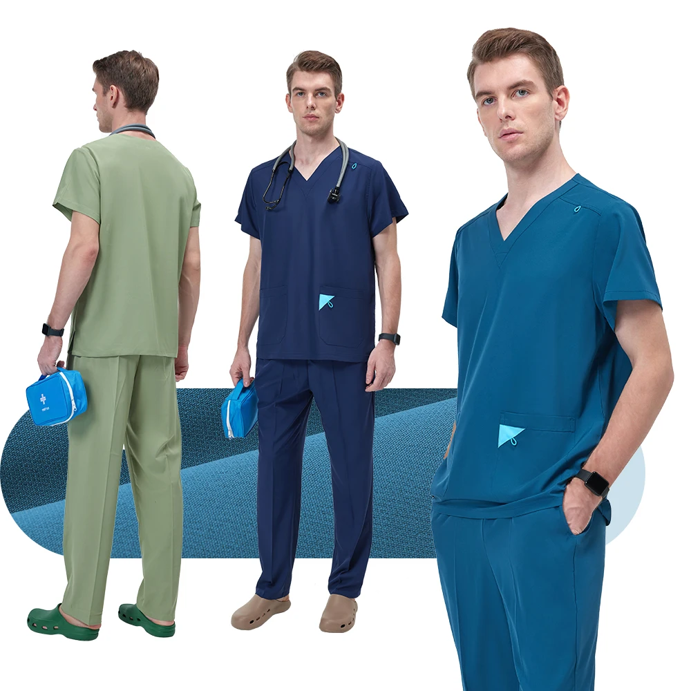 

Stretch Scrubs Nurse Uniform Set for Men Beauty salon Work uniforms Doctor Dustproof Workwear Quick-Dry Dental Hospital Scrubs