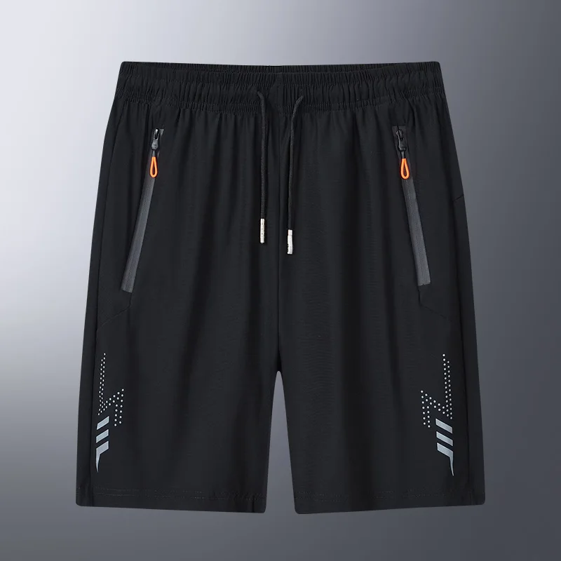 Summer Cool Ice Silk Shorts Men's 8XL Large Size Sports Shorts Men Straight Joggers Pants Thin Quick-dry Baggy 5-point Pants Man