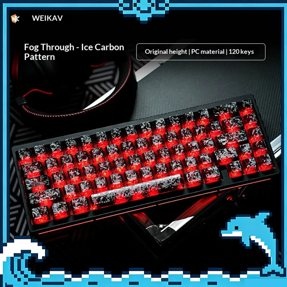 

WEIKAV Ice Crack Keyboard keycap Injection Screen Printing Material PC Material Original Factory Height 120 Key Keycap For Gifts