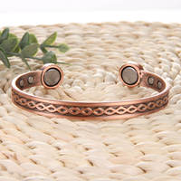 Women's 99.99% Solid Pure Copper Magnetic Bracelet 8mm Energy Magnetic Therapy Bracelet with 3500 Gauss Adjustable Cuff