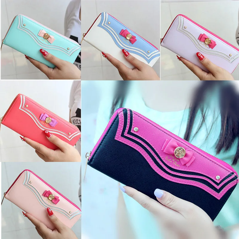 Women Wallet New Fashion Bow Sailor Moon Women Long Change Purse Bow Wallet Clutch Bag Card Holder Female Bags Carteira Feminina