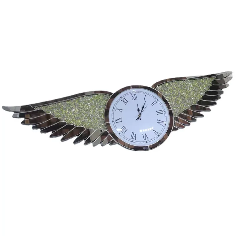 

Silver glass rhinestones, creative birds, wall clock
