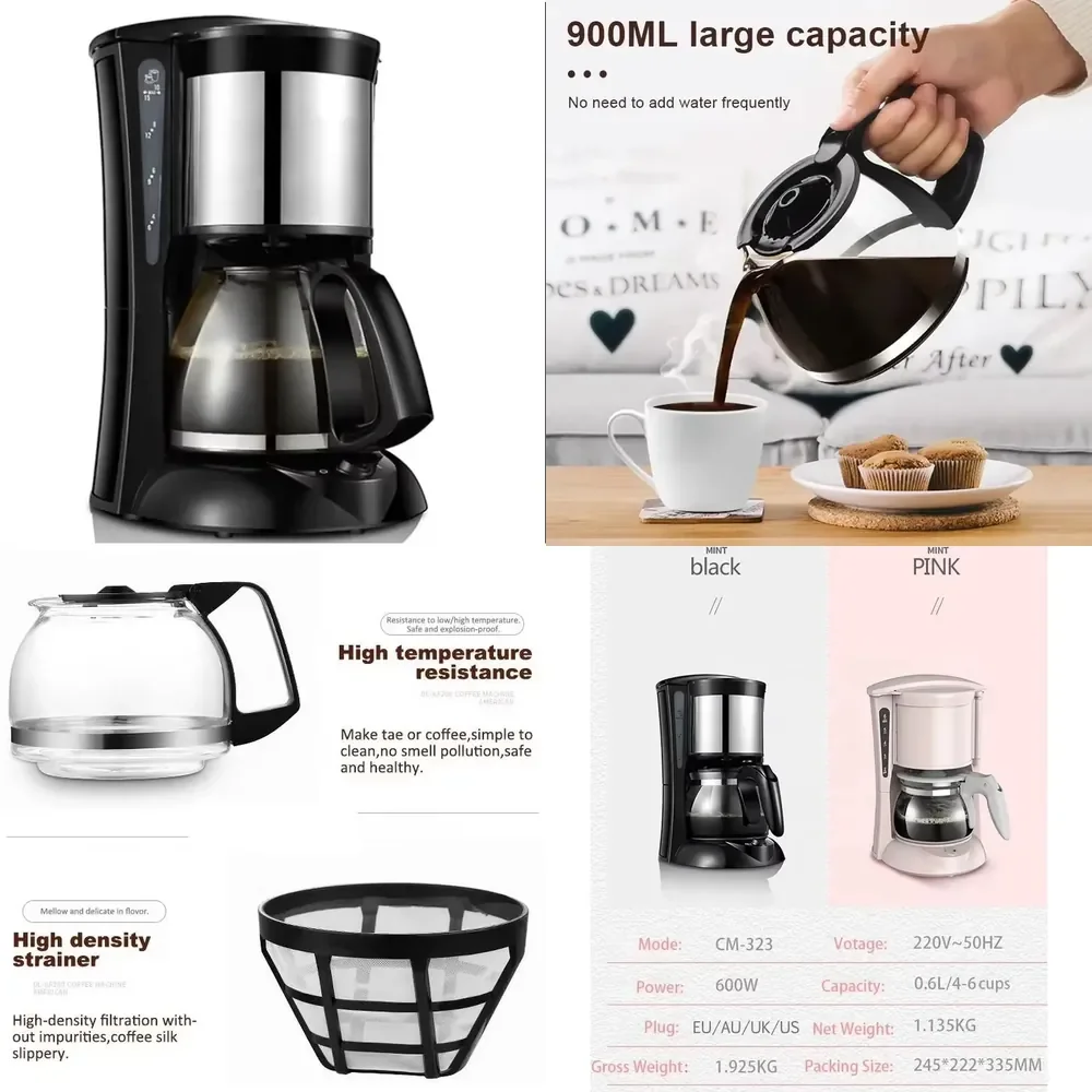 【2026】 Cafetera de Goteo Automática de 4-6 Tazas y 650W, Cafetera Americana de Goteo, Cafetera Doméstica de un Solo Toque