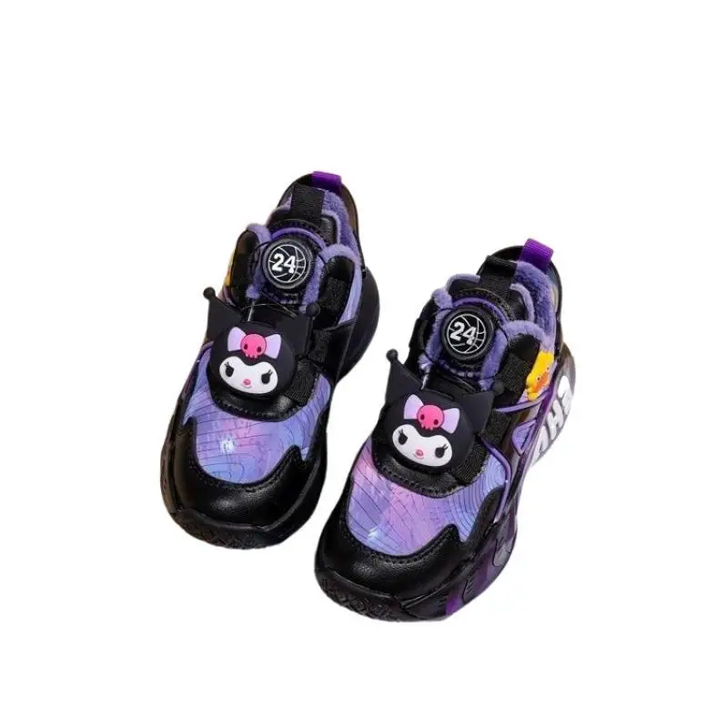 Sanrios Kuromi Velvet Leisure Shoe Sneakers Child Anime Figure Leisure Keep Warm Kawaii Cartoon Girl Shoe Winter New Light