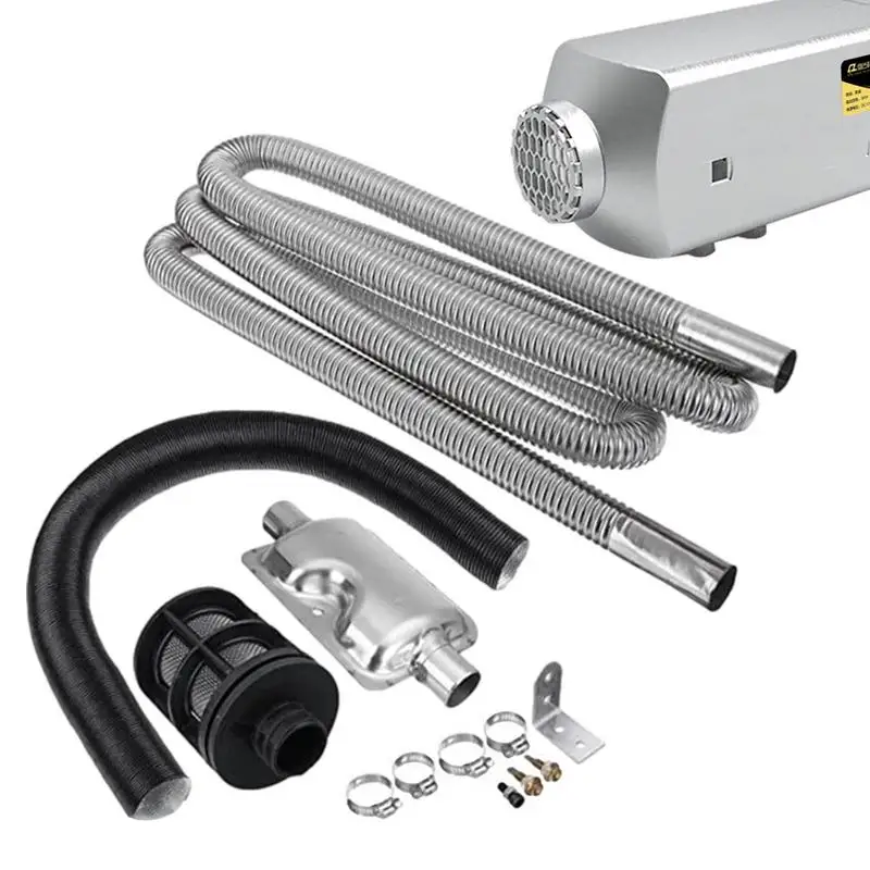 

Stainless Steel Car Parking Heater Exhaust Pipe Kit Exhaust Muffler Air Heater Portable Air Heater Accessories