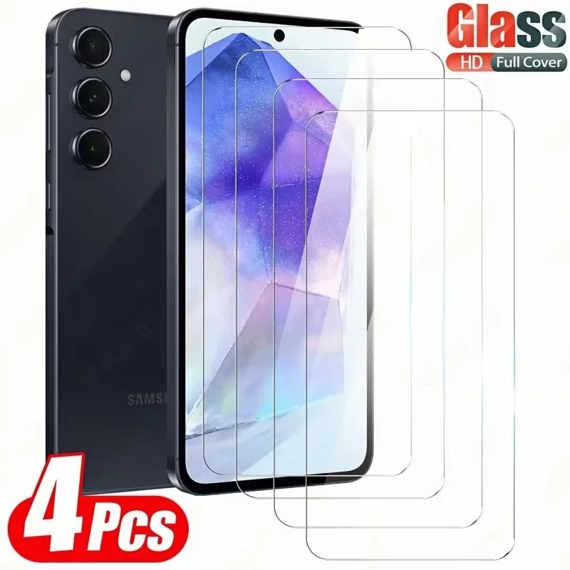 4Pcs Tempered Glass For Samsung Galaxy A55 A57 A35 A33 A36 A07 A06 A05 A26 A25 A16 A17 A15 A14 A13 A34 A24 Screen Protector Film
