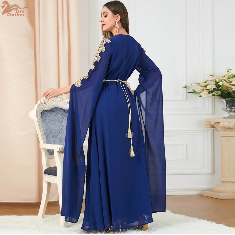 

Женское элегантное мусульманское вечернее длинное платье с длинным рукавом и v-образным вырезом, халаты, кафтан, мусульманское мусульманское платье Абая для женщин