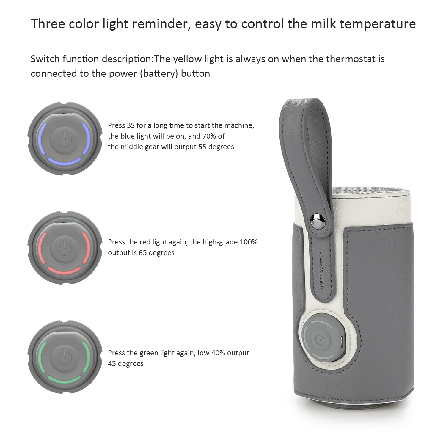 Smart Milk Bottle Heater Baby Bottle Cooler Bag USB Travel Milk Food Heating Thermostat Portable Baby Bottle Warmer Bottle Bag