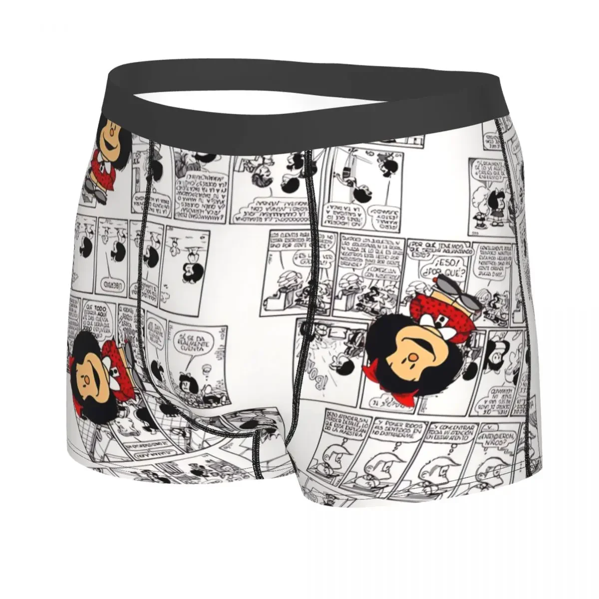 Manga Men Boxer Briefs Mafalda Quino Comics Highly Breathable Underpants High Quality Print Shorts Birthday Gifts