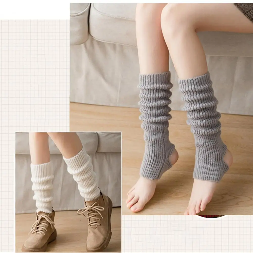 

Winter Toeless Socks Cozy Winter Leg Warmers Japanese Lolita Style Anti-slip Elastic Compression Soft Knitted High for Women