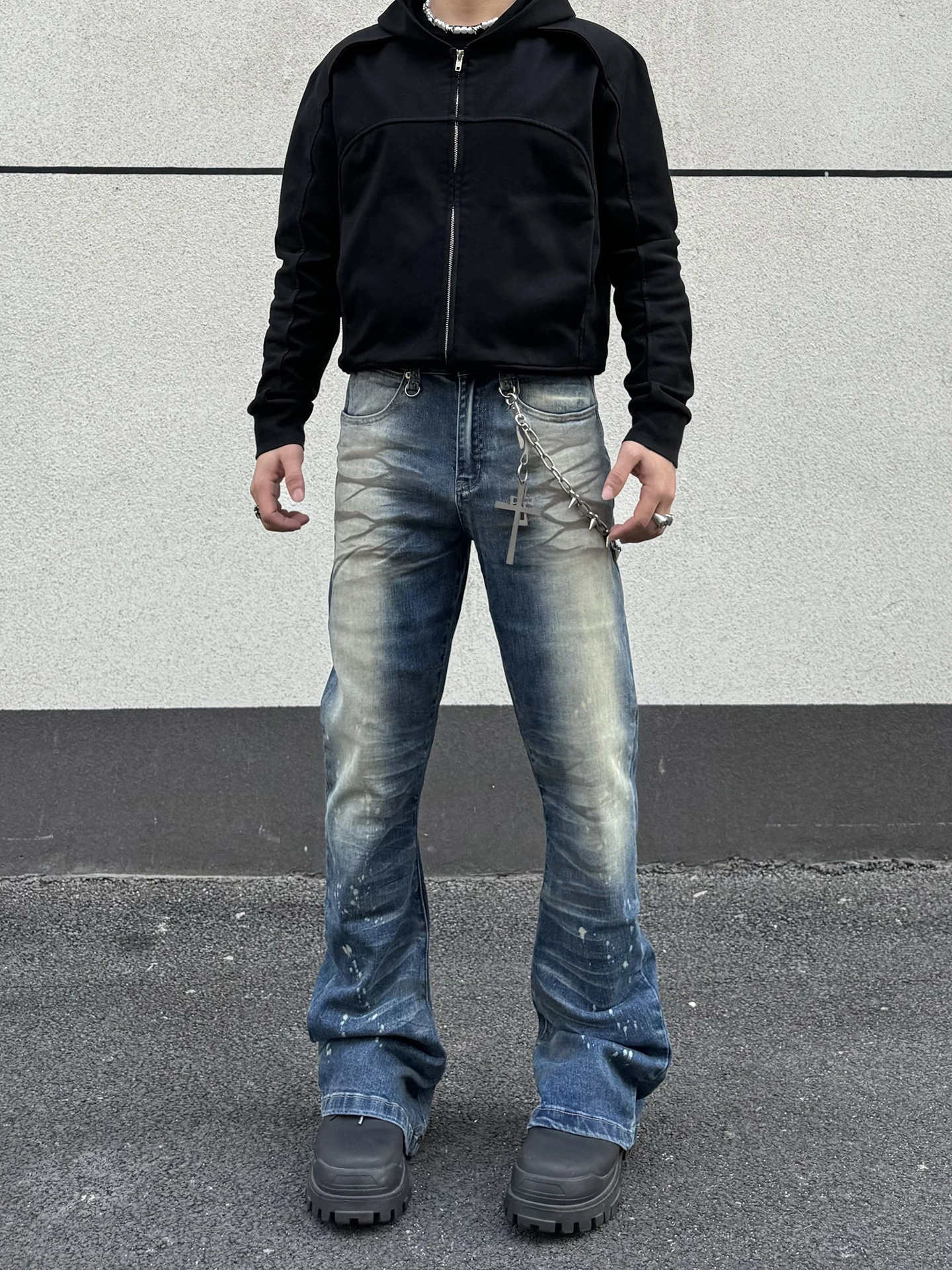 

Американские джинсы Slim Fit с волнообразным узором для мужчин, женщин и молодежи, повседневные, из хлопкового стрейч-денима