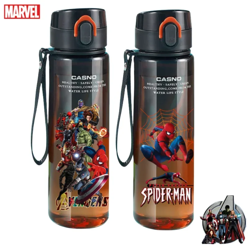 New Marvel Spider-Man Iron Man Cartoon Large Capacity Anti-fall Plastic Water Cup Creative Cool Handsome Boy Sports Water Bottle