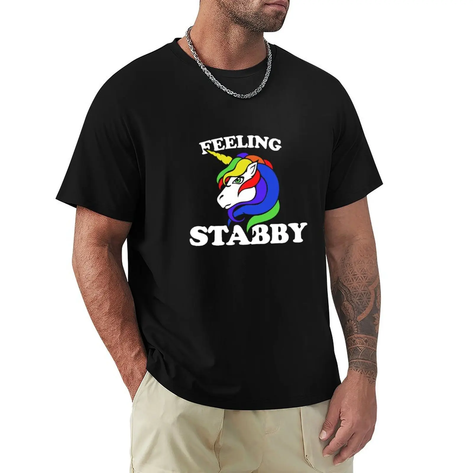 Feeling Stabby t-shirt abbigliamento estetico t-shirt manica corta t-shirt da uomo casual elegante