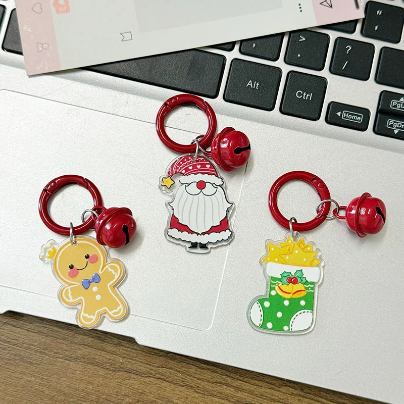Fashion Christmas Keychain Cartoon Santa Claus Gingerbread Man Keychain Pendant Backpack Decoration Accessories Xmas Gifts image 3