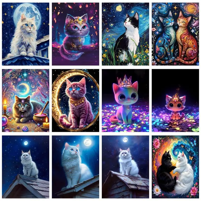 

CHENISTORY DIY Painting By Number Cats Pictures By Numbers Animal Kits Drawing On Canvas Hand Painted Paintings Home Decor