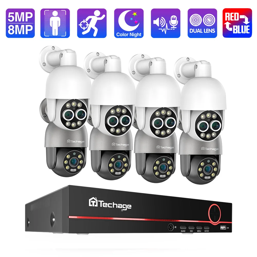 izanма Estat UHD 8CH 4K PTZ POE 8MP Zwei-Wege-Audio NVR Human Detect ONVIF Estatт Daug__