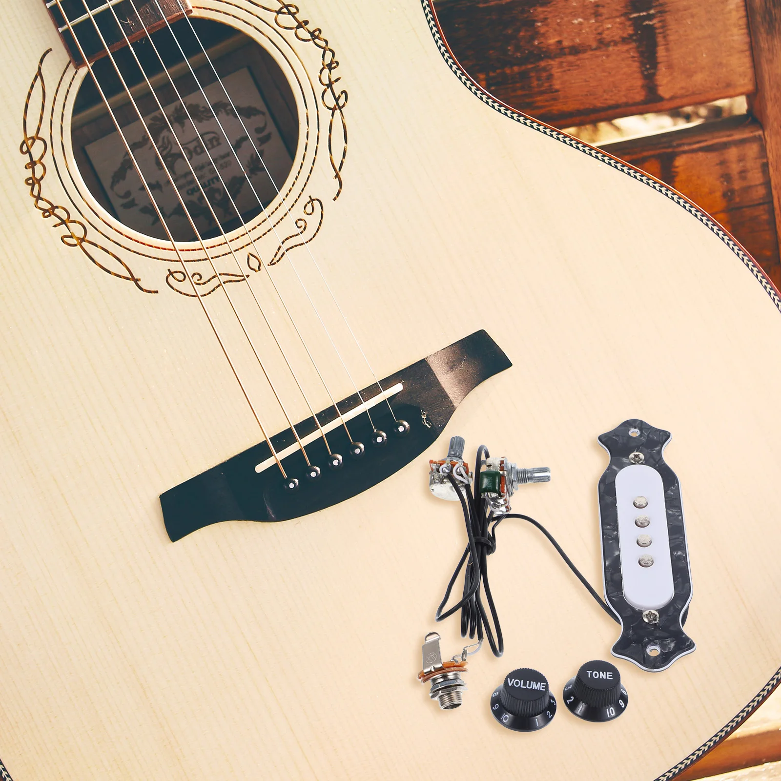 

1 Pcs High Quality 4 String Soundhole Pickup Guitar Accessory With Volume Tone Control For Acoustic Music