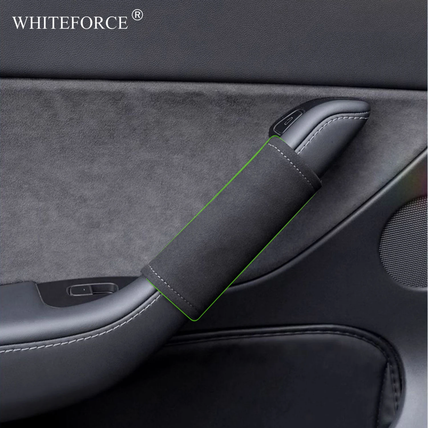 

For Tesla Model Y Juniper 4PCS Car Door Inner Handle Protector Cover Suede Leather for Model 3/Y Door Handle Gloves Accessories