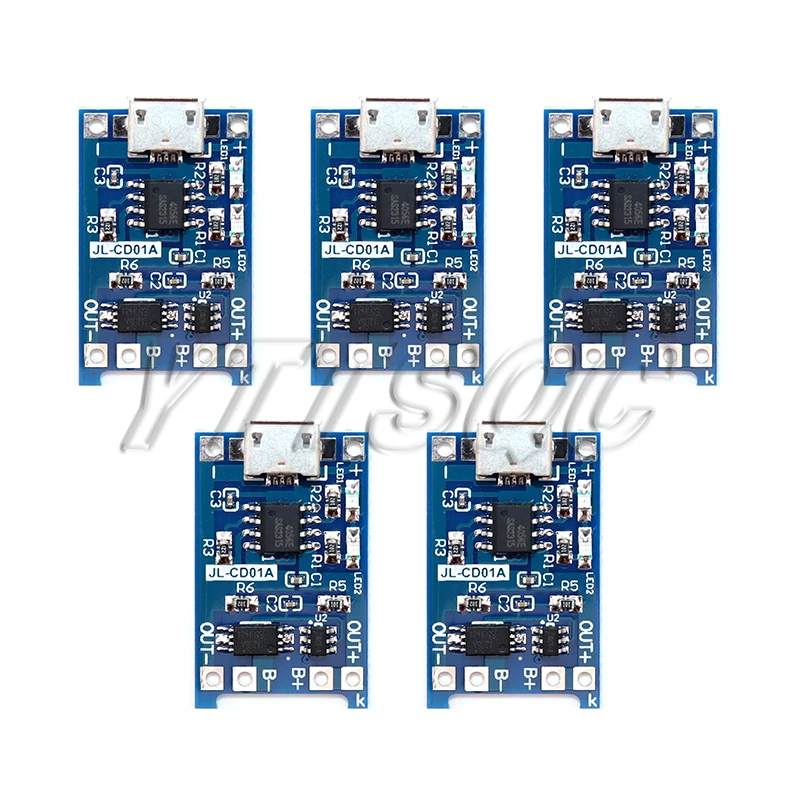 10 stücke Micro USB 5V 1A 18650 TP4056 Lithium-Batterie Ladegerät Modul Lade Board Mit Schutz Dual Funktionen 1A Li-Ion