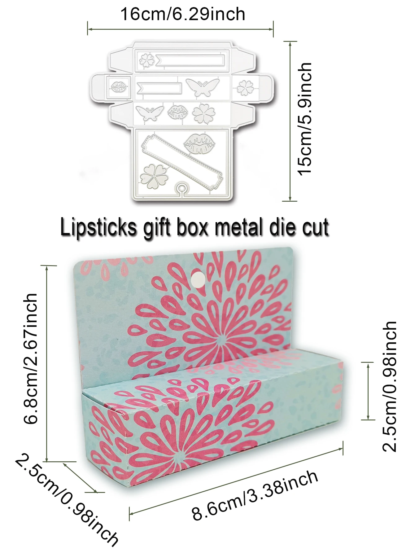 Alinacutle Metal Cutting Die Cut Lipstick Box Gift Box Scrapbooking Paper Craft Album Handmade Card Template