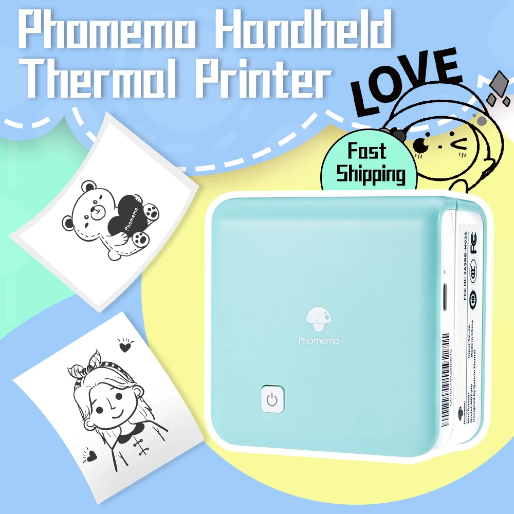 Phomemo Wireless Mini Portable Printer M02Pro Thermal Printer 53mm Sticker Maker For DIY Journal List Photo Printer for Phone