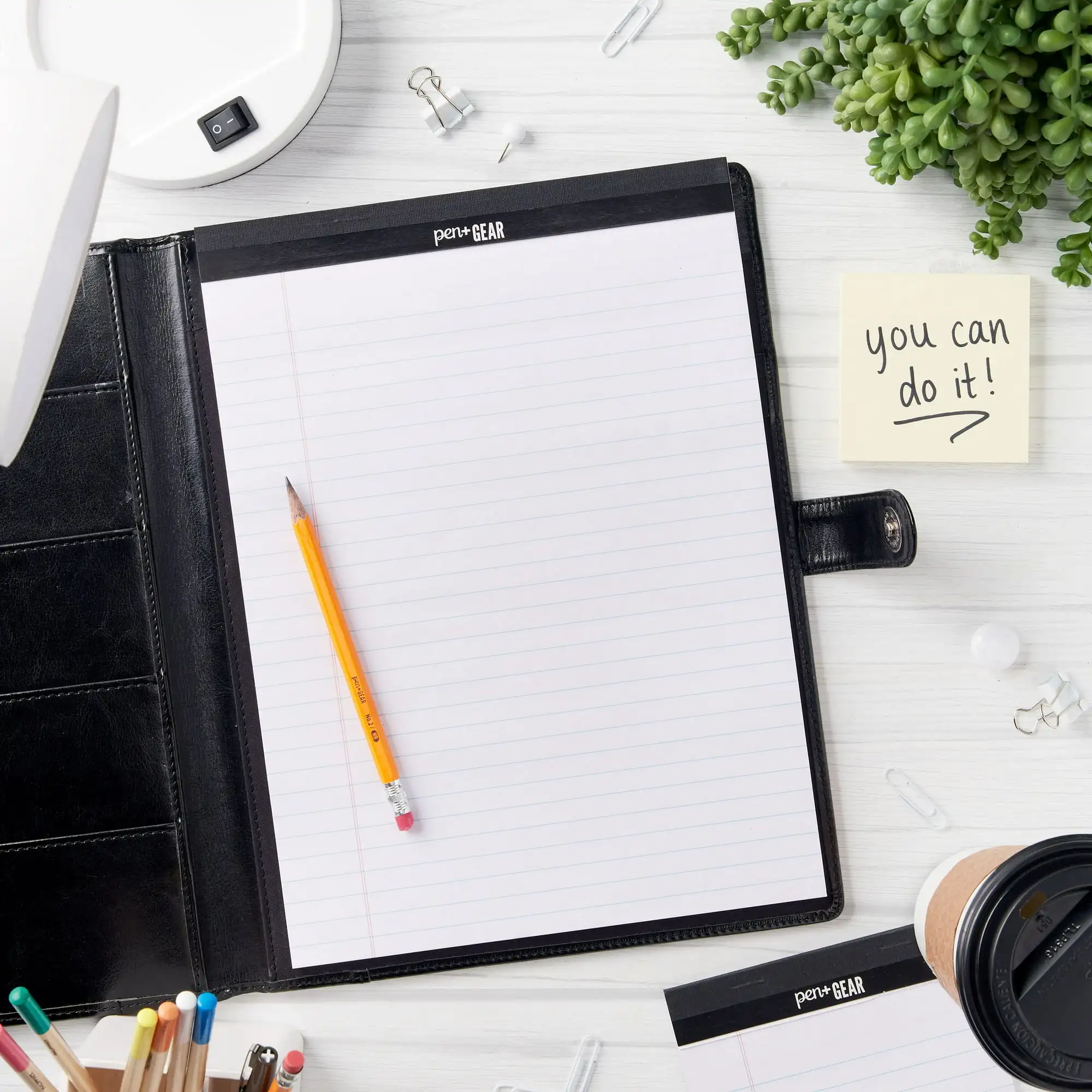 

Pen+Gear Leatherette Padfolio with Writing Pad, Black, 1 count