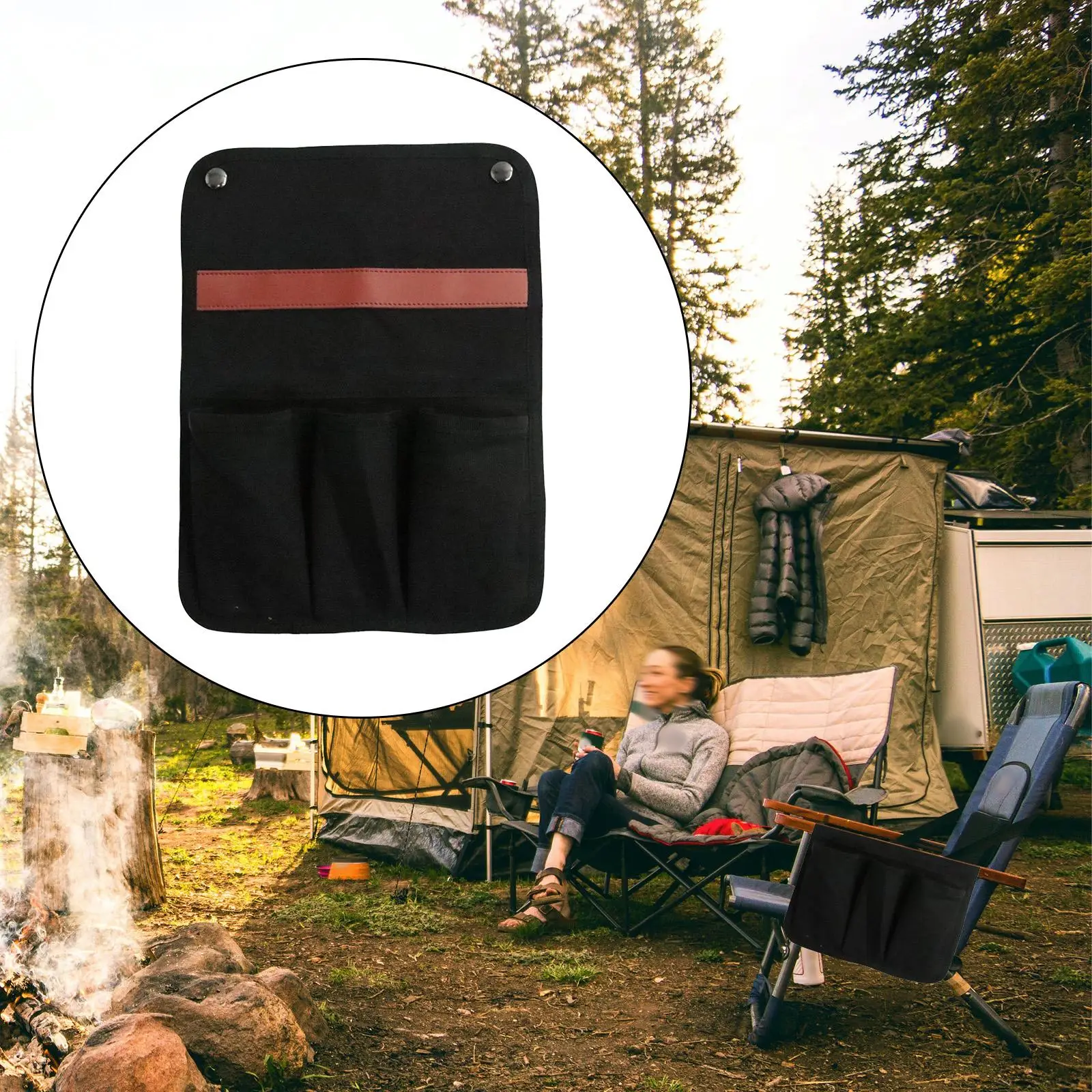 

Camping Chair Armrest Storage Bag Water Bottle Holder Side Pouch Organizer for Books Travel Fishing Recliners Commode Chairs