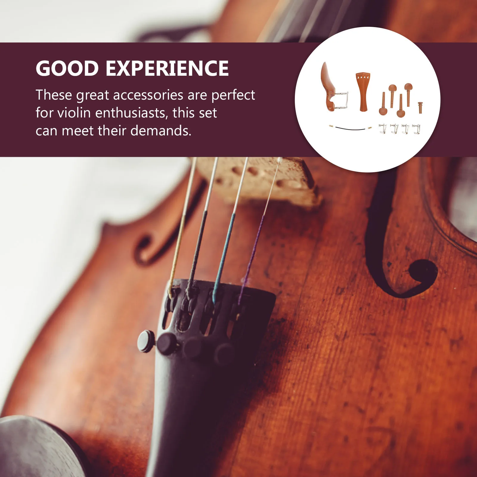 

1Set Wooden Violin Replacement Parts Set Elegant Violin Accessories Chin Rest Tailpiece Tuning Peg Repair Instrument Accessory
