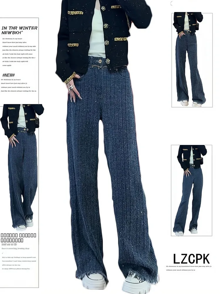 

Джинсы женские премиум-класса с бриллиантовой отделкой и рваным краем, осенне-зимняя новинка, облегающие, с высокой талией, скрывающие бедра...