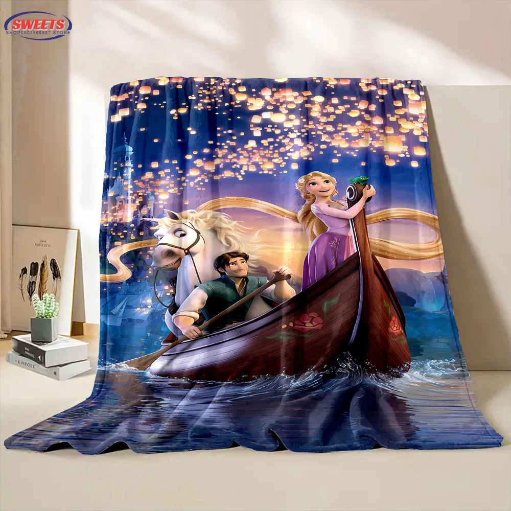 3D Disney Princess Rapunzel Cartoon Flannel Blanket for Bed Bedroom Sofa Picnic,Throw Blanket for Cover Outdoor Leisure Nap Gift